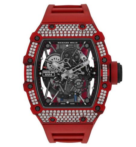 Review Fake Richard Mille Red Quartz-TPT Diamonds Watch RM35-02